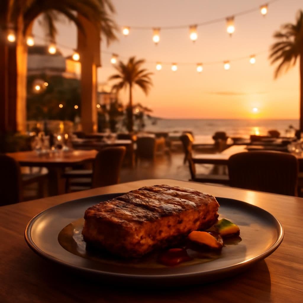 Ribeye steak in Torrevieja: 280 g charcoal-grilled at Senap & Ketchup
